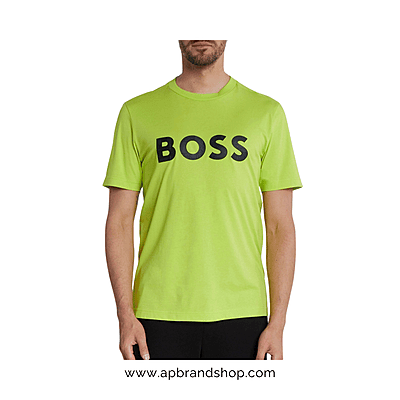 Playera BOSS verde con letras estampadas
