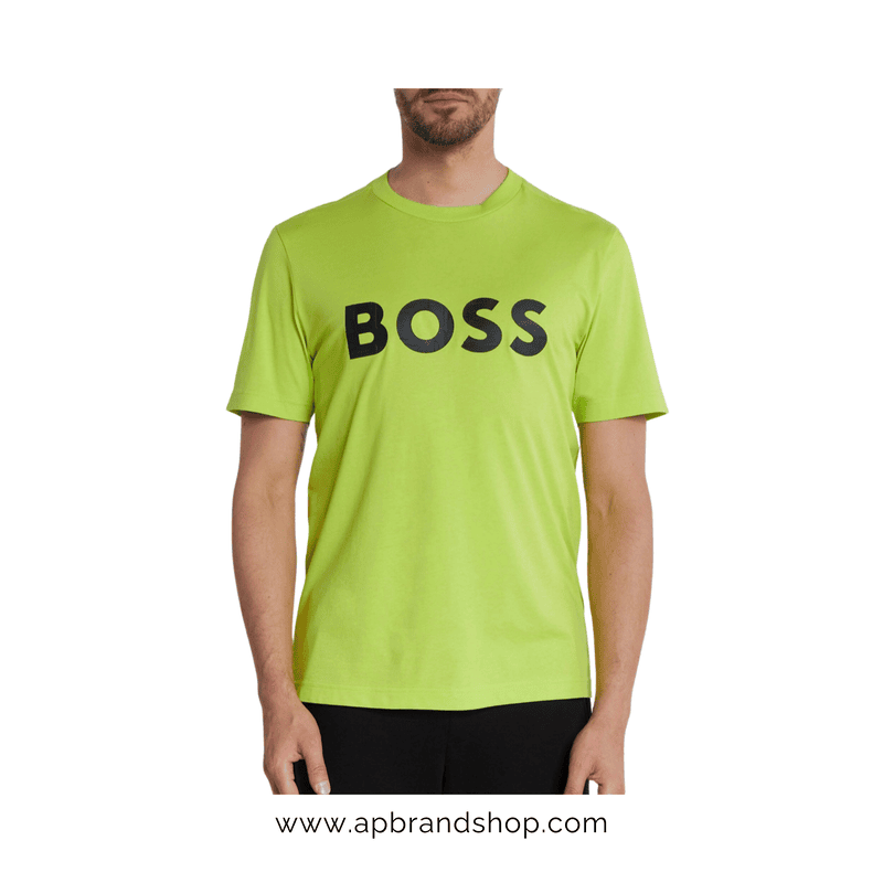 Playera BOSS verde con letras estampadas
