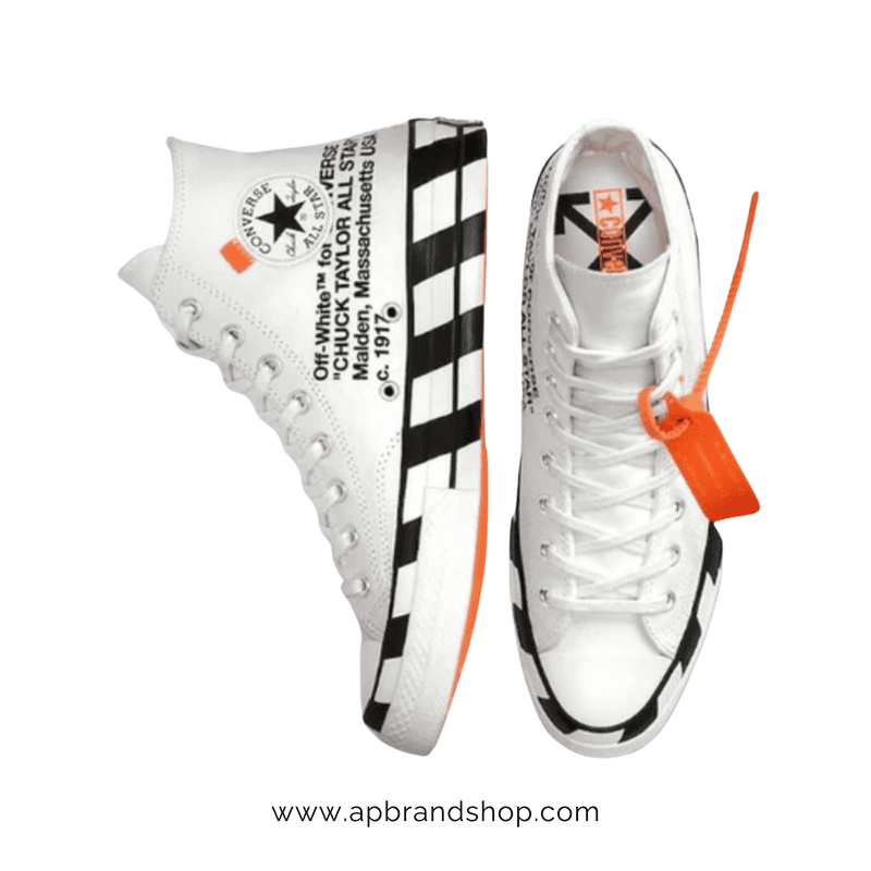 Tenis Converse x Off White blancos con detalles