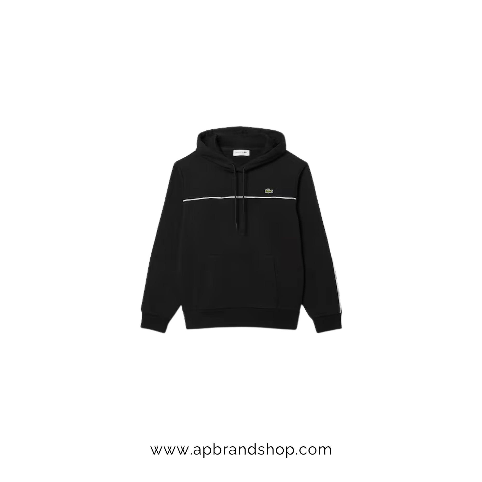 Hoodie Lacoste negra con linea blanca