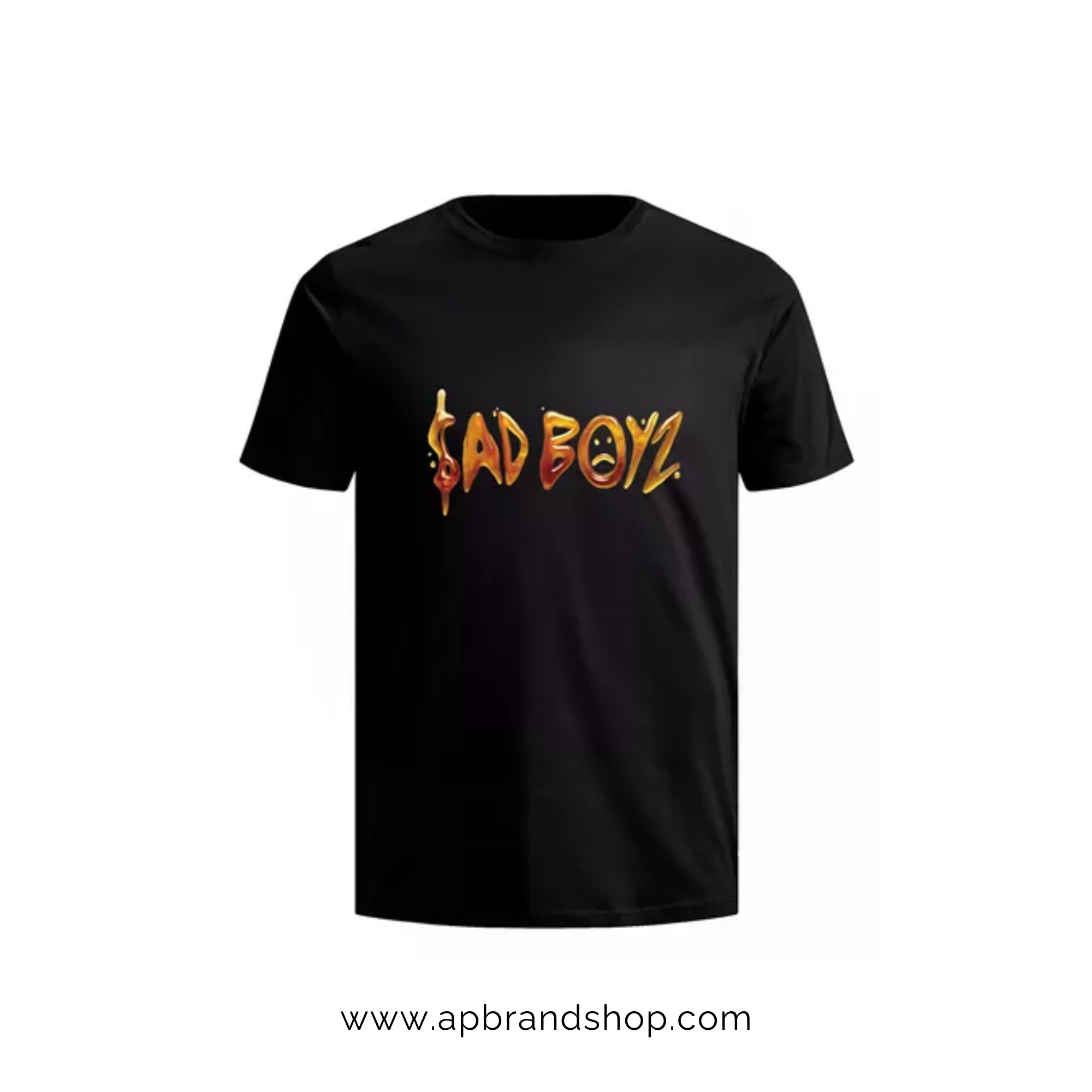 Playera Antisocial x SadBoyz negra con letras miel
